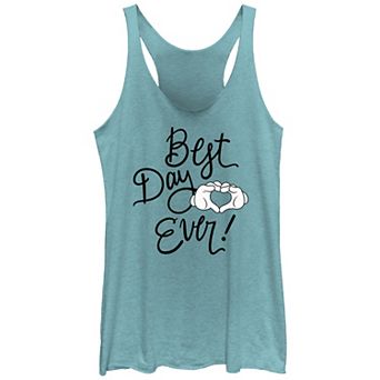 Juniors' Mickey Mouse Heart Sign Best Day Ever Tri-Blend Racerback Graphic Tank Top