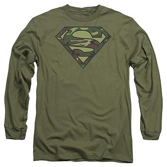 Superman Camo Logo Long Sleeve Adult T-shirt
