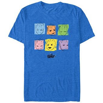 Men's I Am Groot Color Faces Graphic Tee