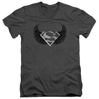 Superman Dirty Wings Short Sleeve Adult V Neck T-shirt
