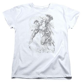 Superman Pencil City To Space Short Sleeve Womens T-shirt