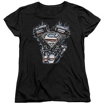Superman V Twin Logo Short Sleeve Womens T-shirt