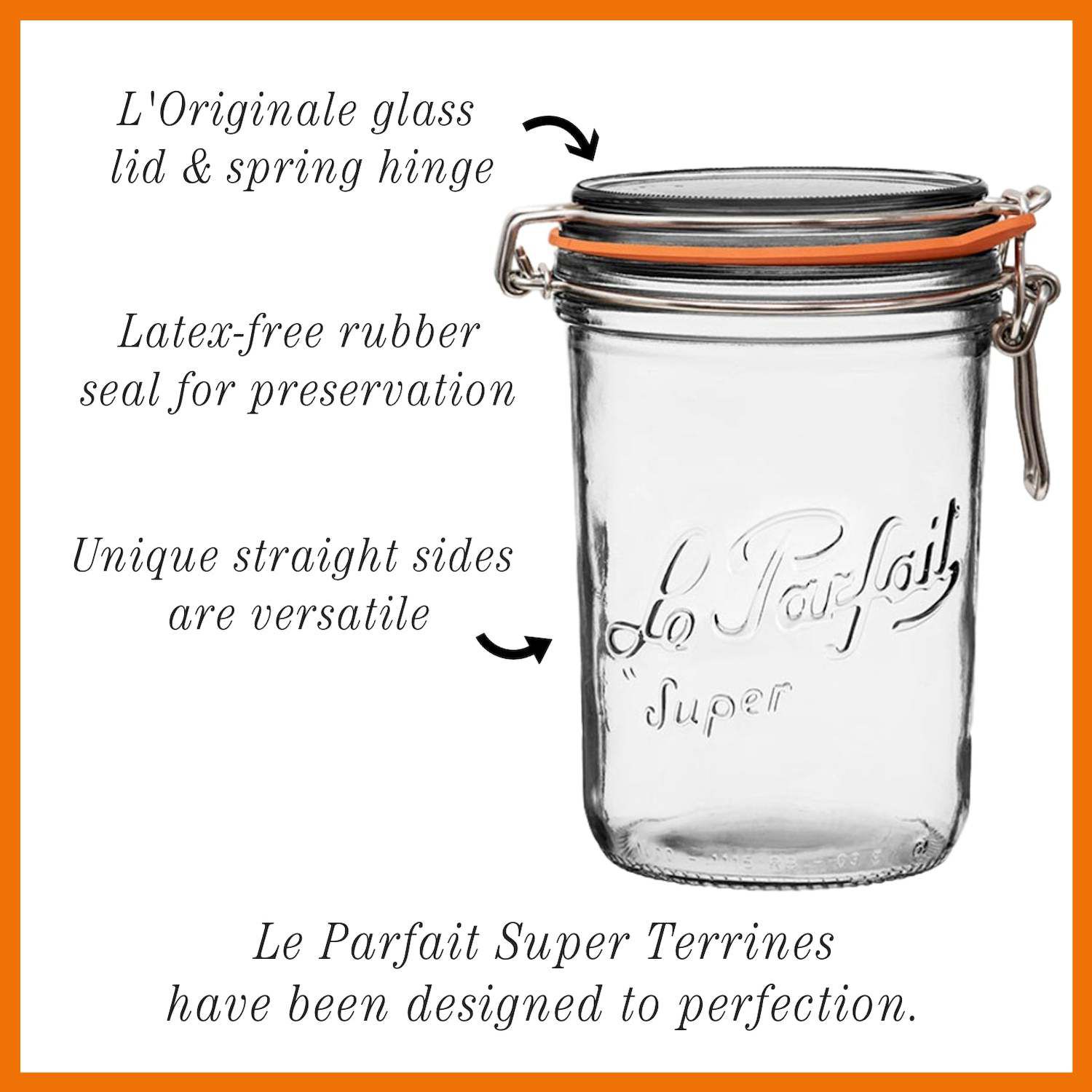 Le Parfait Super Terrine Glas 500 Ml – 4 Stück, Luftdicht Mit Gummidichtung & Glasdeckel, Französische Qualität