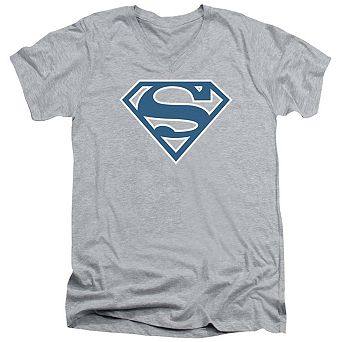 Superman Blue & White Shield Short Sleeve Adult V Neck T-shirt