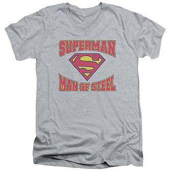Superman Man Of Steel Jersey Short Sleeve Adult V Neck T-shirt