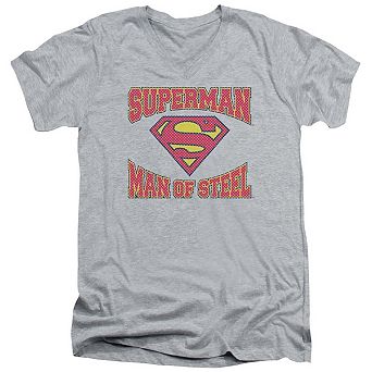 Superman Man Of Steel Jersey Short Sleeve Adult V Neck T-shirt