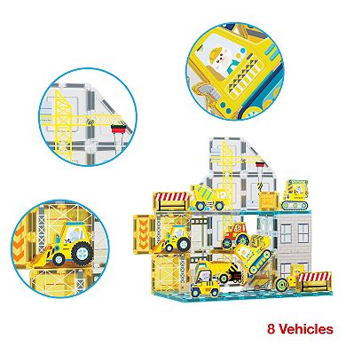 PicassoTiles 45 Piece Construction, STEM Toy Magnet Tile, Building Block for Kid Age 3 & Up, PTQ11