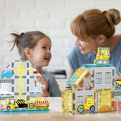 PicassoTiles 45 Piece Construction, STEM Toy Magnet Tile, Building Block for Kid Age 3 & Up, PTQ11
