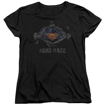 Superman Nerd Rage Short Sleeve Womens T-shirt