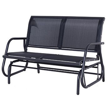 2 Seater Mesh Outdoor Patio Swing Glider Dark Grey
