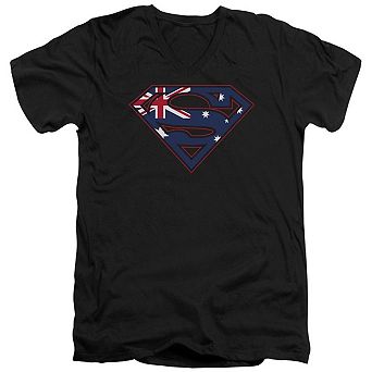 Superman Australian Shield Short Sleeve Adult V Neck T-shirt