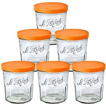 Le Parfait Jam Pot French Working Glass For Drinkware Meal Prep Storage With Plastic Cover 11 Fl Oz