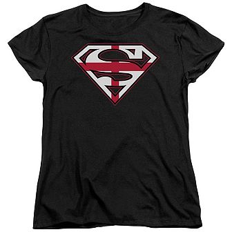 Superman English Shield Short Sleeve Womens T-shirt