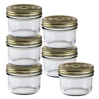 Le Parfait Familia Wiss Terrine French Glass Mason Jars With 2 pc Lid - Canning Storage 12 Fl Oz