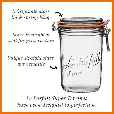 Le Parfait Super Terrine French Glass Taper Jars With Airtight Lid For Canning Food Storage 24 Fl Oz