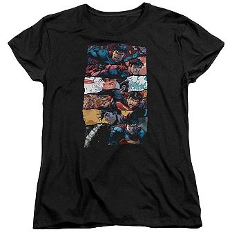 Superman Torn Collage Short Sleeve Womens T-shirt