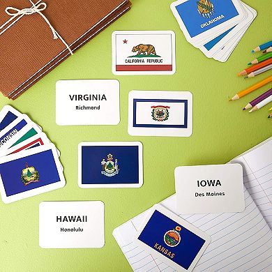 50 Us State Capital Flash Cards For Kids Teachers Classrooms Teaching 2.5x3.5”