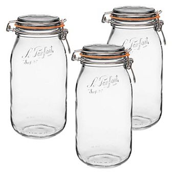 Le Parfait Super Jars French Glass Round Jars With Airtight Lid For Canning Food Storage 64 Fl Oz