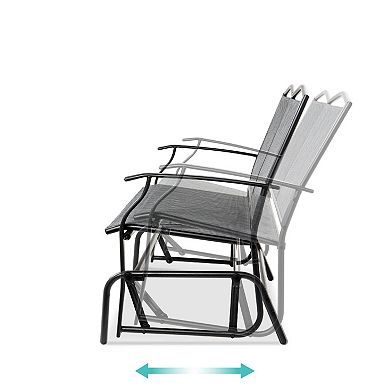 2 Seater Mesh Patio Loveseat Swing Glider Rocker With Armrests