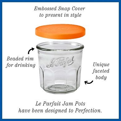 Le Parfait Jam Pot French Working Glass For Drinkware Meal Prep Storage With Plastic Cover 15 Fl Oz