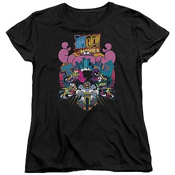 Teen Titans Go To The Movies Burst Through Short Sleeve Women´s T-Shirt