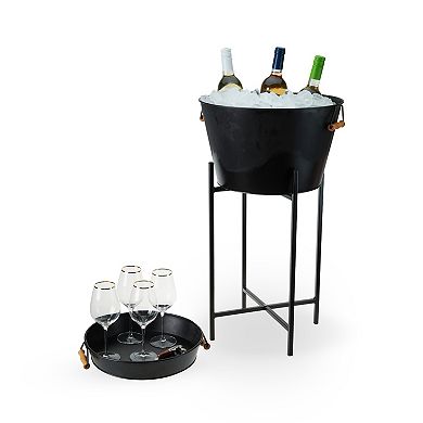 Black Beverage Tub with Stand & Tray by Twine Living®
