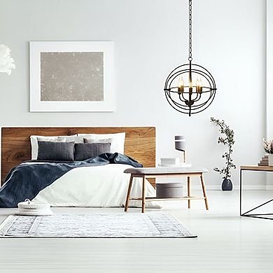 5-Light Industrial Chandelier Black Iron Rotating Coil Adjustable Lighting for Dining Room