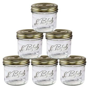 Le Parfait Familia Wiss Terrine French Glass Mason Jars With 2 pc Lid - Canning Storage 16 Fl Oz