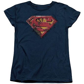 Superman Rusted Shield Short Sleeve Womens T-shirt