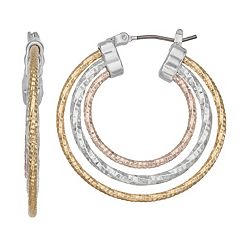10k Gold Greek Key Design Hoop Earrings