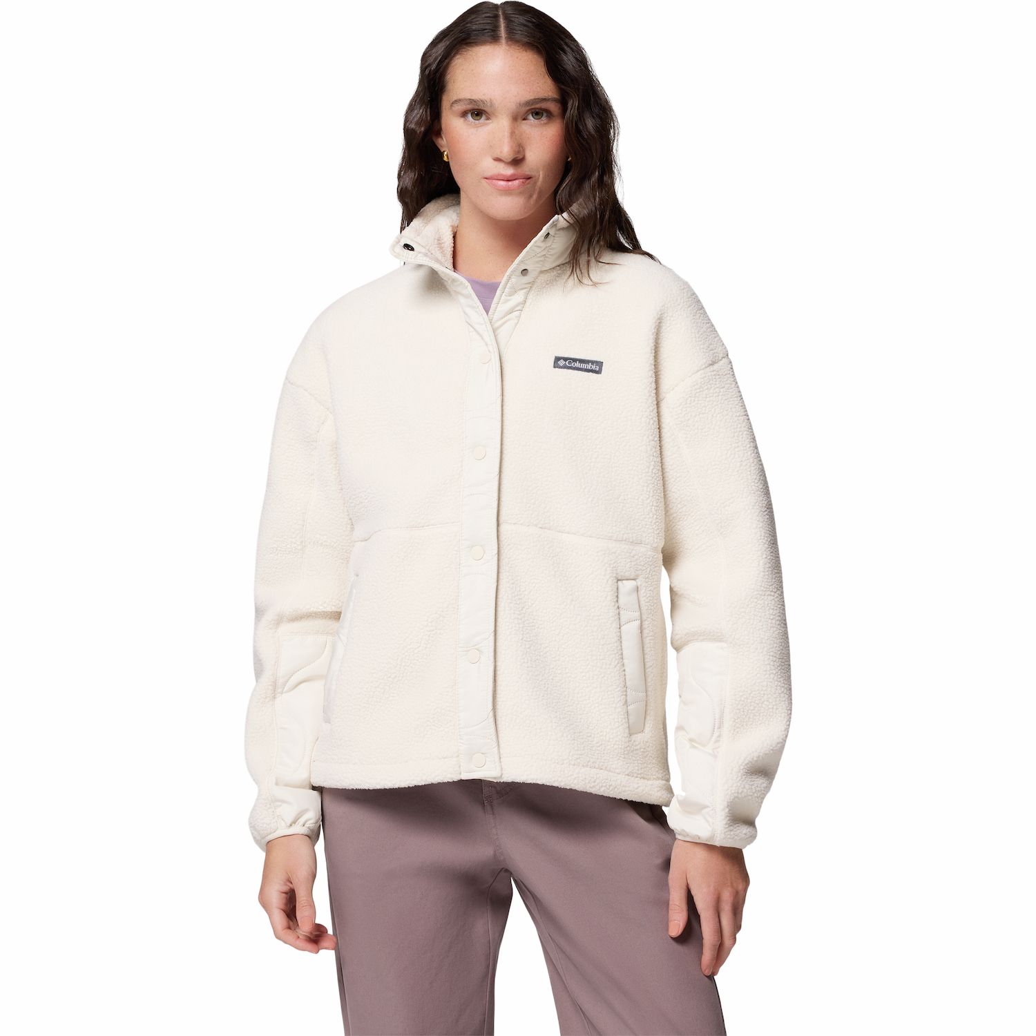 Charmgo Jackets For Women, Women's Fleece Jacket Long Sleeve Comfort Color Casual Loose Coat Zip Up Jackets For Women White Jackets Women Xl