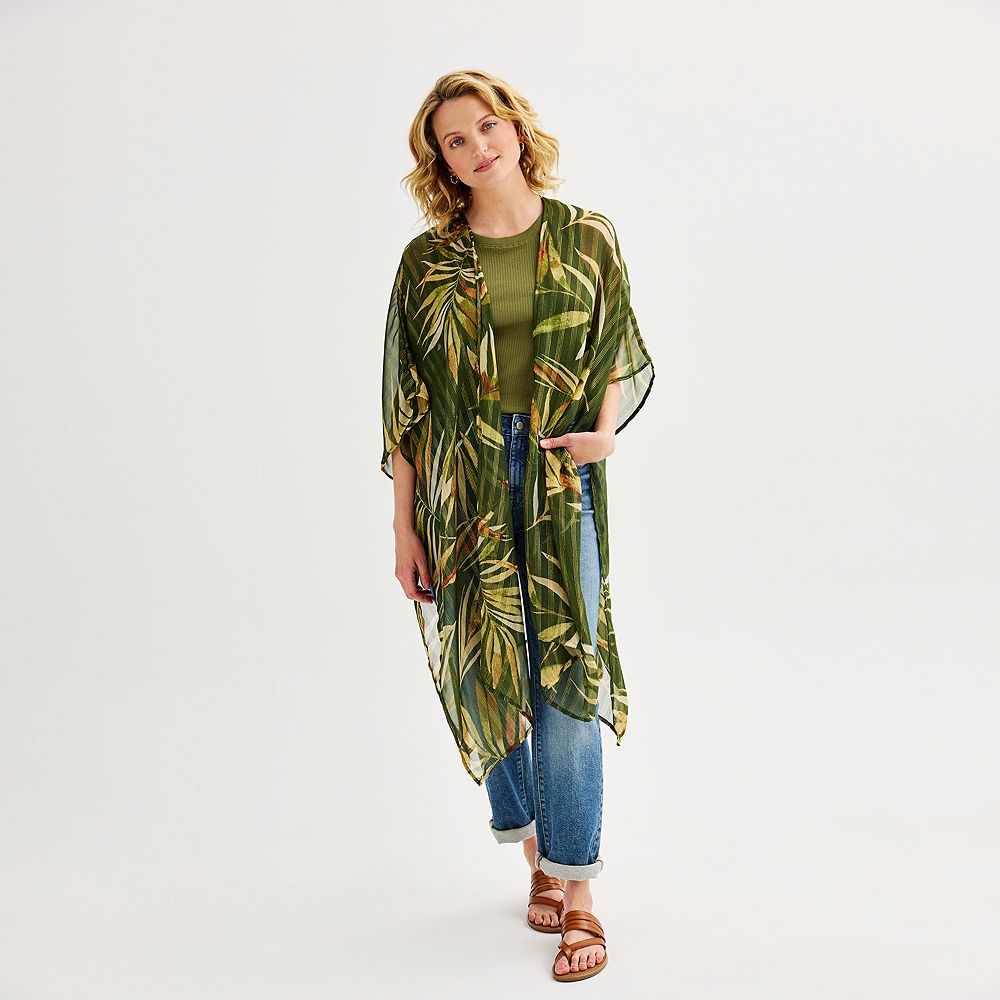 Women's Sonoma Goods For Life® Palm Leaf Print Sheer Midi Ruana