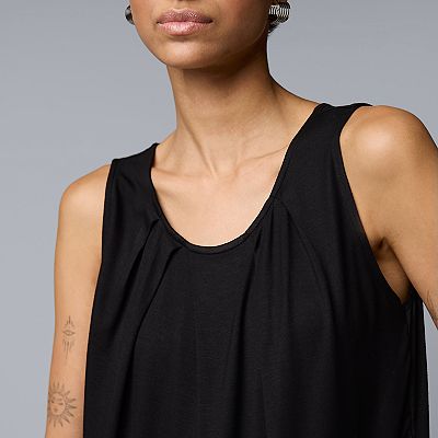Women s Simply Vera Vera Wang Pleated Neck Tank Top