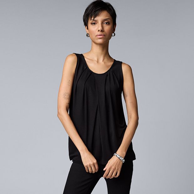 Women's Simply Vera Vera Wang Pleated Neck Tank Top