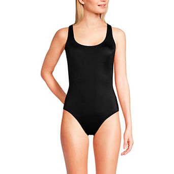 Women's Lands' End Chlorine Resistant Scoop Neck Sporty One-Piece Swimsuit