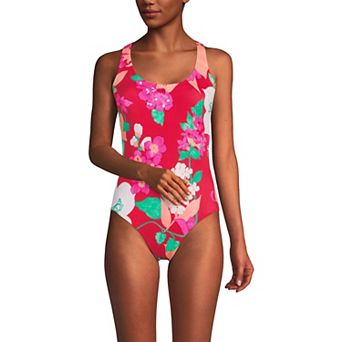 Women's Lands' End Chlorine Resistant Scoop Neck Sporty One-Piece Swimsuit