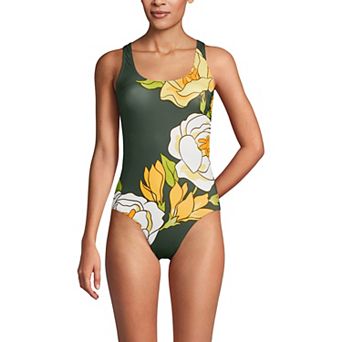 Women's Lands' End Chlorine Resistant Scoop Neck Sporty One-Piece Swimsuit