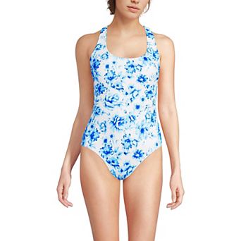 Women's Lands' End Chlorine Resistant Scoop Neck Sporty One-Piece Swimsuit