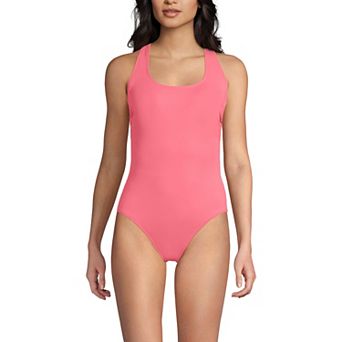 Women's Lands' End Chlorine Resistant Scoop Neck Sporty One-Piece Swimsuit