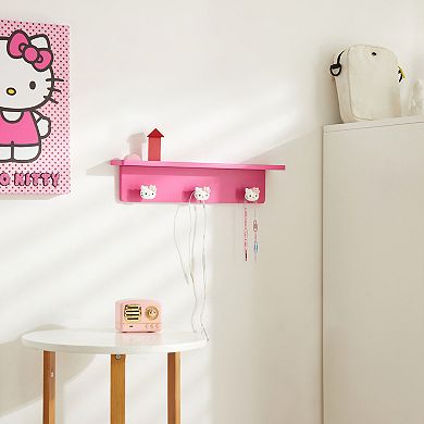 Sanrio Hello Kitty 3-Hook Hanging Wall Shelf
