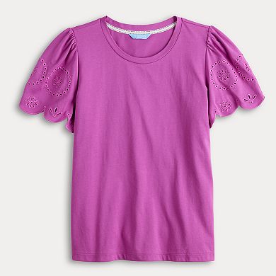 Women's Draper James Embroidered Sleeve Knit Top