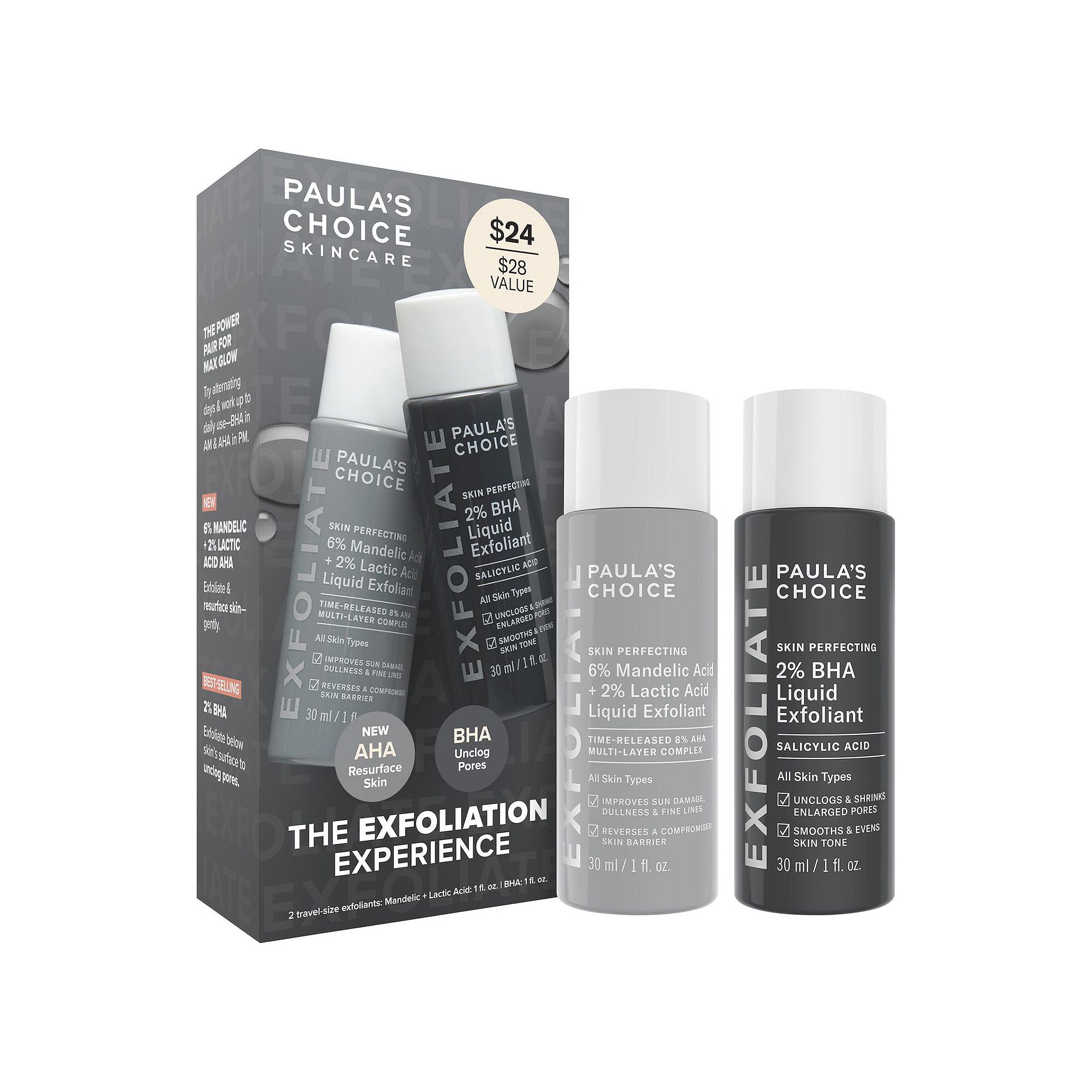 Paulas Choice The Exfoliation Experience Kit with 2% BHA + 6% Mandelic Aci