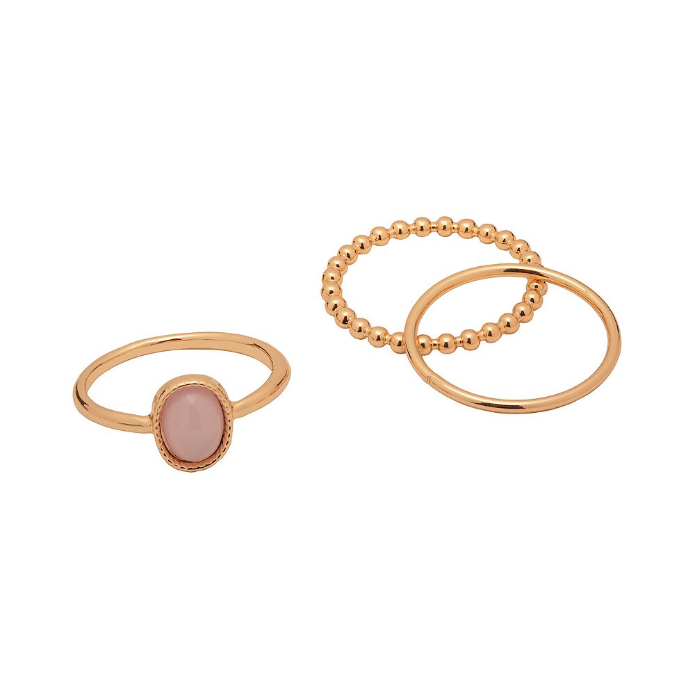 LC Lauren Conrad Gold Tone Stackable 3-Piece Blush Ring Set