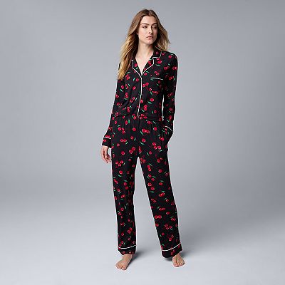 Women s Simply Vera Vera Wang Long Sleeve Pajama Top Pajama Bottoms Sleep Set