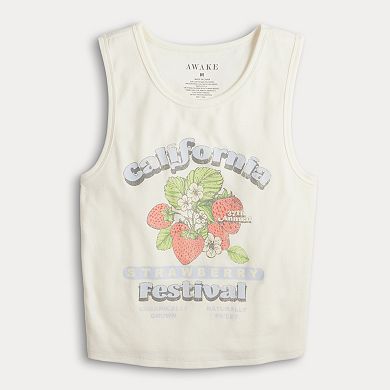 Juniors' California Strawberries Vintage Festival Graphic Tank Top