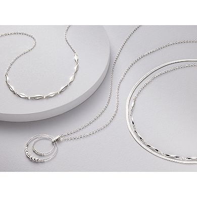 LC Lauren Conrad Silver Tone 3 Row Herringbone Chain Necklace