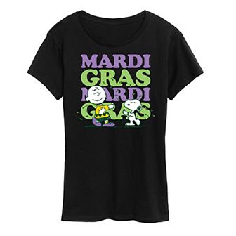 Women's Peanuts Mardi Gras Stack Graphic Tee