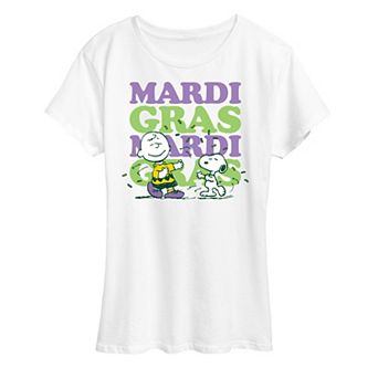 Women's Peanuts Mardi Gras Stack Graphic Tee