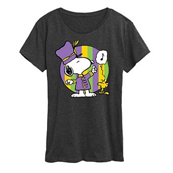 Women's Peanuts Snoopy Mardi Gras Marching Band Graphic Tee