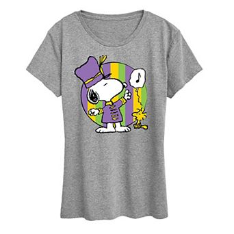 Women's Peanuts Snoopy Mardi Gras Marching Band Graphic Tee